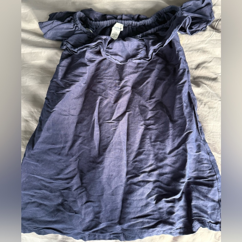 Tommy Bahama Navy Linen Off the Shoulder Dress